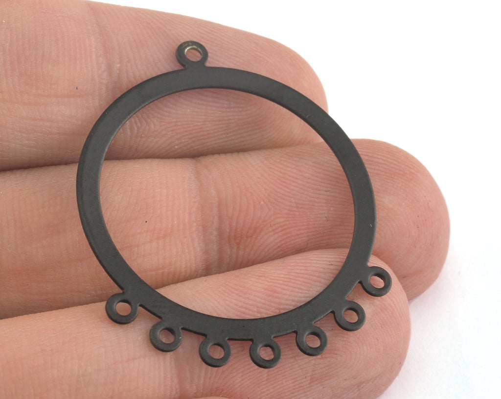 Black painted brass 38x31mm Circle 8 hole connector charms ,findings earring 17B-42