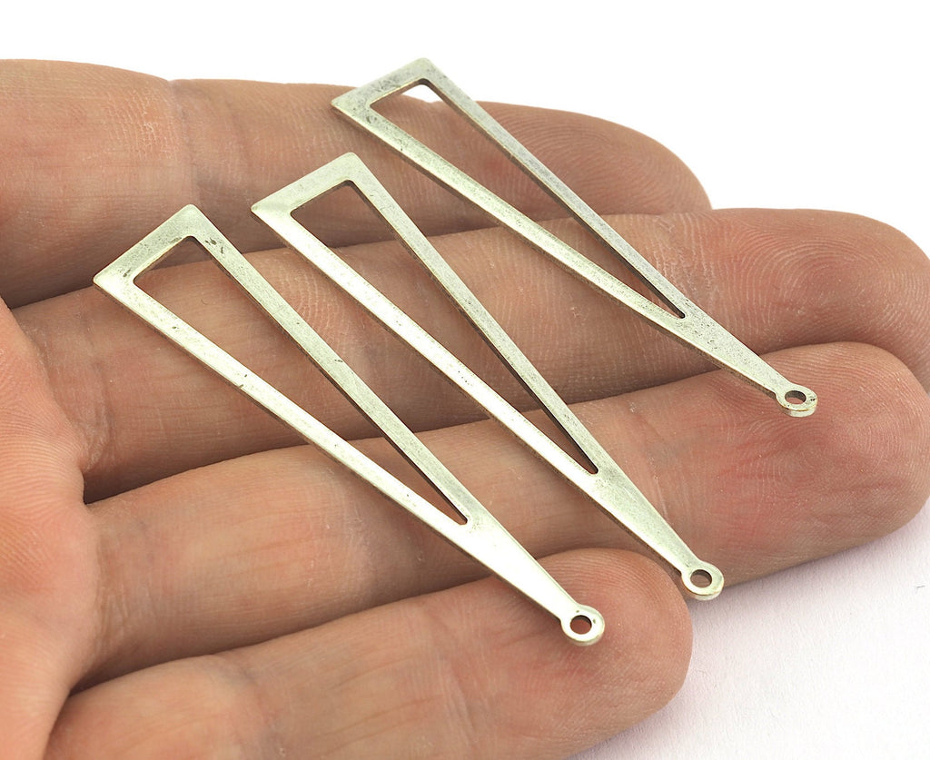 Long Triangle Antique Silver Plated brass 50x11mm (0.8mm thickness) 1 hole charms  findings OZ3578-135