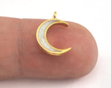 Crescent Enamel Charms Gold Plated Brass 15x10mm findings OZ3474