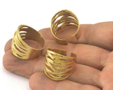 Stripes Adjustable Ring Raw Brass (18.5mm 8.5US inner size) OZ3592 ring22