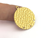 Hammered Round Disc Connector Charms Raw Brass 28x25mm (0.8mm thickness) 4 hole findings OZ3611-300