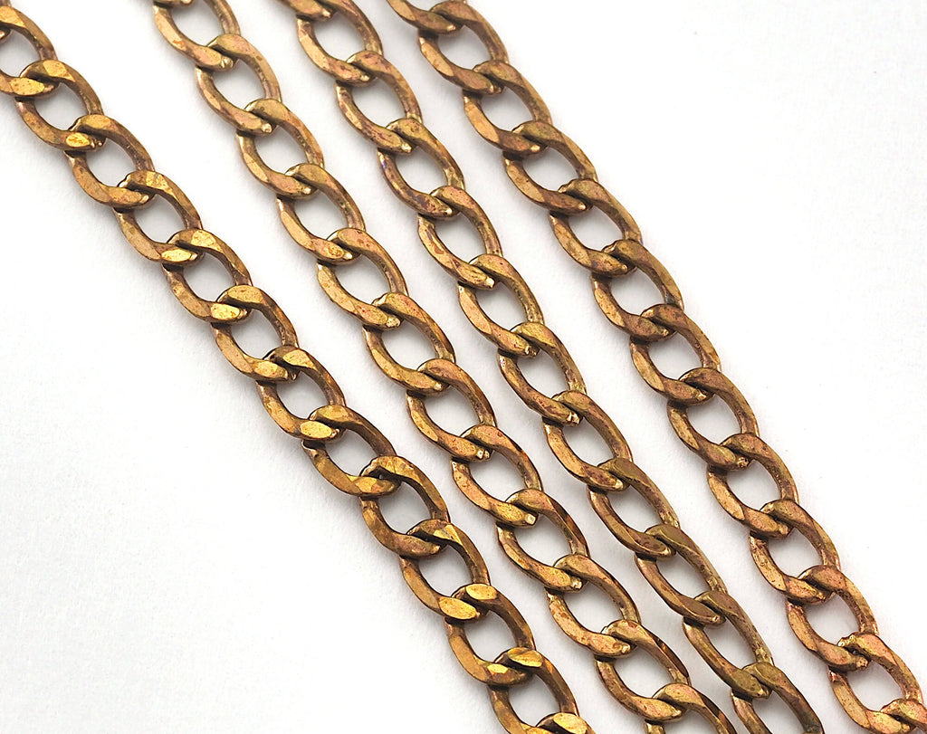 Curb soldered faceted chain Raw Brass  3.8mm  Z164