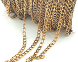 Curb soldered faceted chain Raw Brass  3.8mm  Z164