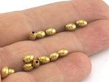 Oval Raw Brass Beads  6x4mm (hole 1.3mm) bab1 3618