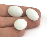 White dyed quartzite 1 pc. 15x20mm Oval faceted cabochons cab112-03