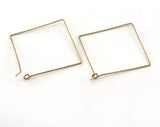 Wire earring Square raw brass , mm  3505