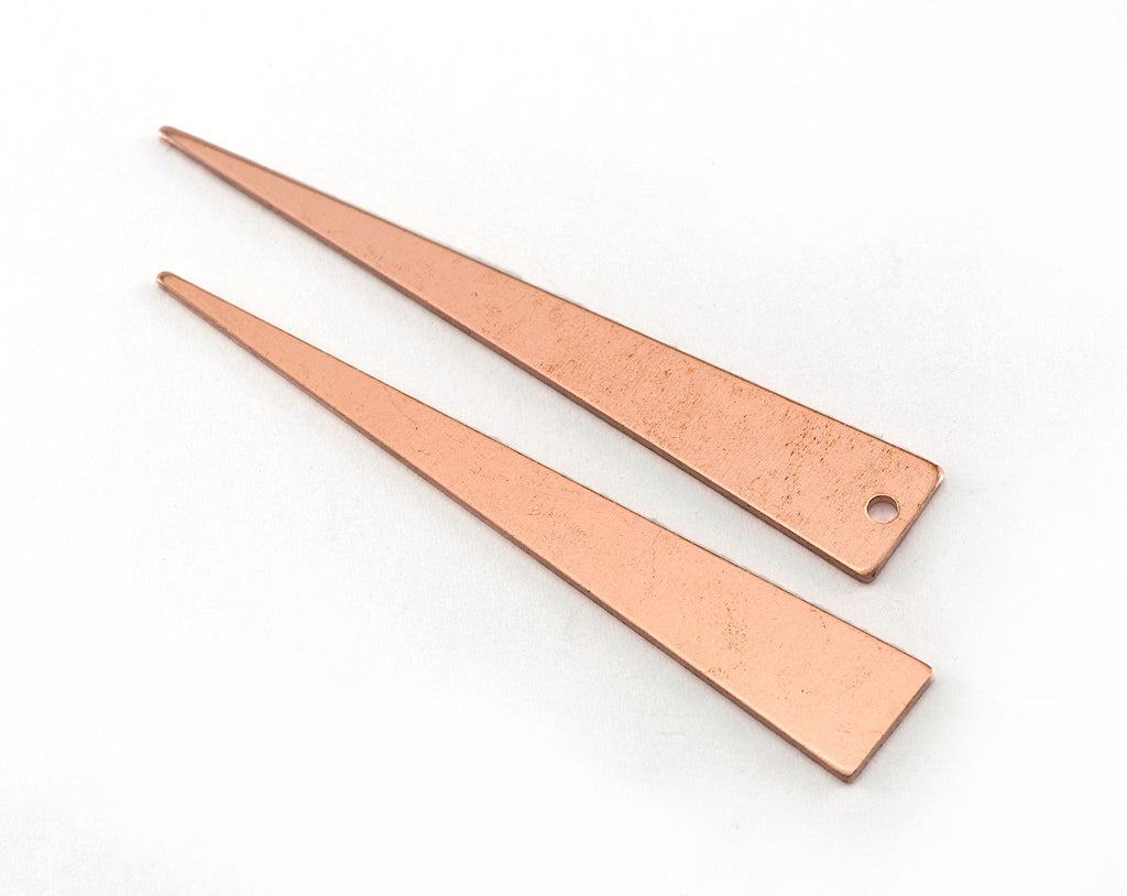 Long Triangle raw copper 50x8mm (0.8mm thickness) (Optional) hole charms  findings oz3509 oz3510