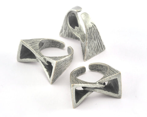 Triangle Adjustable Ring Antique Silver Plated brass (17mm 6.5US inner size) OZ3598