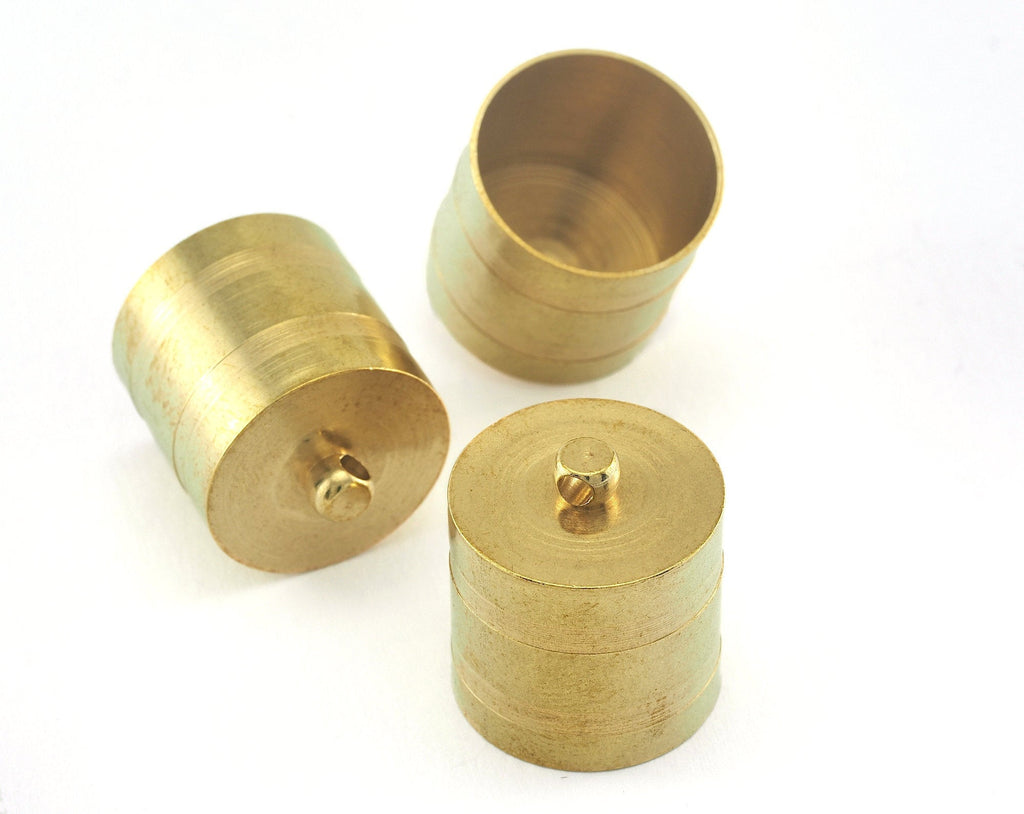 Raw brass ribbon end, 20x18mm 17mm inner with loop raw brass cord  tip ends, raw brass ends cap, findings ENC17 S60