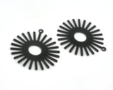 Sun Charms 33x30mm 1 hole Black painted  brass findings OZ3571-150