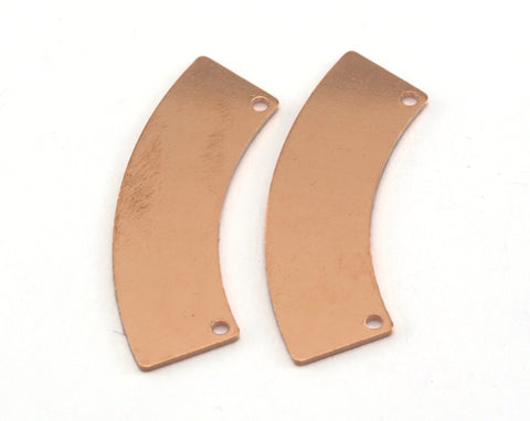 Curved Raw Copper 2 holes 37x13mm charms , findings earring oz3562