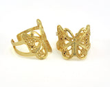 Butterfly Adjustable Ring Gold Plated brass (17.5mm 7US inner size) OZ2647