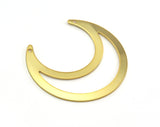 Shiny Gold Plated Crescent Connector Charms Brass 42x39mm 0.8mm thickness Findings  OZ3508-335
