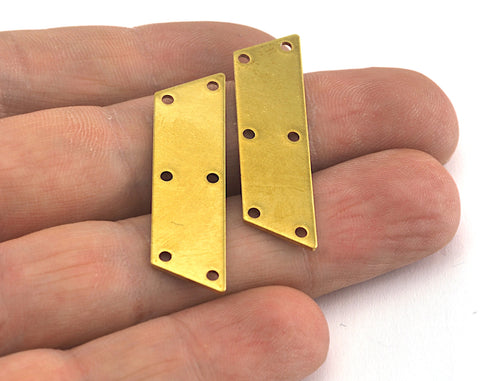 Trapezoid Rectangle 6 hole raw brass 37x10mm connector charms , findings (Optional Holes) OZ3588-220