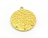 Hammered Round Disc Connector Charms Raw Brass 28x25mm (0.8mm thickness) 4 hole findings OZ3611-300