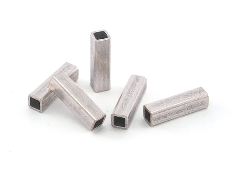 Square tube 4x15mm Antique Plated Silver tube spacer finding blank for stamping OZ1751