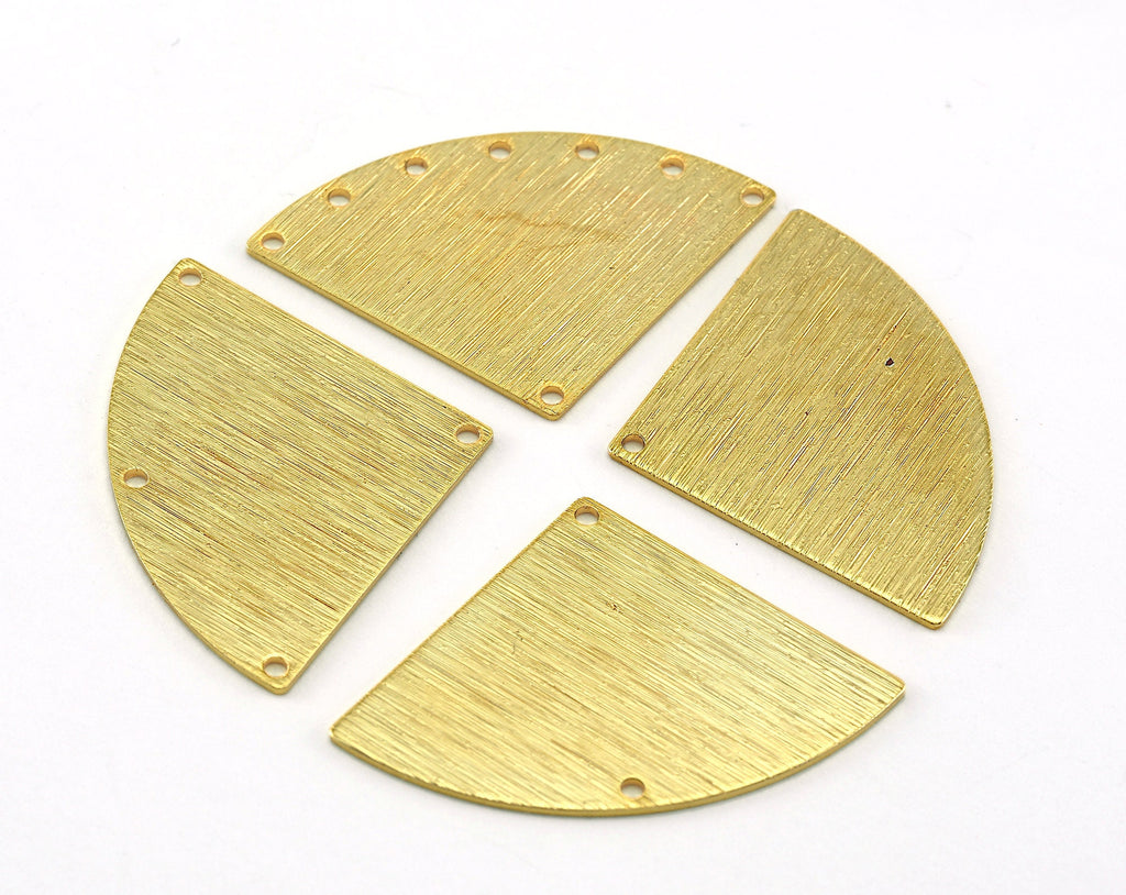 Brushed Shiny Gold Plated Triangle (Optional Holes) brass 27x39mm connector charms , findings earring OZ2810-430