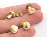 Heart screw rivets, chicago screw / concho screw, (10mm head) raw brass studs, 1/8" bolt CSC5 CSC8 R73 R143
