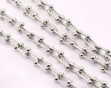 Bended Barbell Link Chain Rhodium Plated Alloy SelfClasp 9x15mm OZ1352