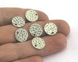 Coin Hammered Round Disc 12mm Stamping blank tag shape Hammered Antique Silver Plated Brass OZ3036-72