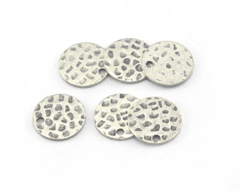 Coin Hammered Round Disc 12mm Stamping blank tag shape Hammered Antique Silver Plated Brass OZ3036-72