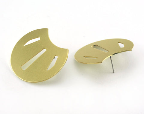 Cut Circle Earring Stud Posts Raw Brass 35mm 3636