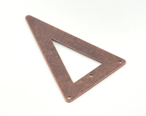 Antique Copper Tone brass triangle 50x33mm tag 3 hole connector raw brass charms ,raw brass findings 879-270