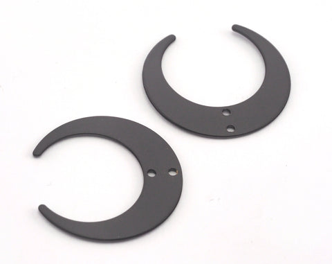 Crescent Moon 30mm Black Painted Brass Charms Findings Stampings OZ3440-225