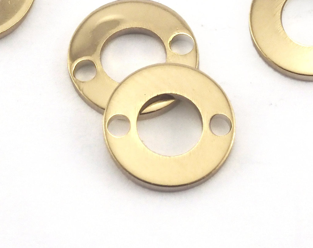 Middle Hole Round Disc, Heishi 8mm 2 hole Raw Brass OZ3703-27