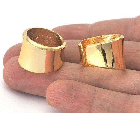 Adjustable Ring Shiny Gold Plated Brass (18.5mm 8.5US inner size) Oz3454