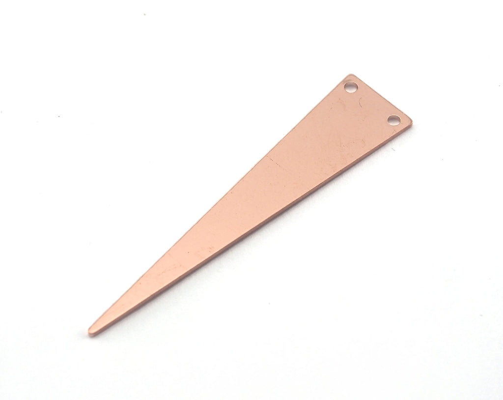 Long Triangle raw Copper 50x11mm (0.8mm thickness) 2 hole charms blanks findings OZ3740-210