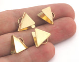Crimp Triangle findings with Loop 15x13mm Raw brass  Ribbon Crimp cap tassel holder OZ3747