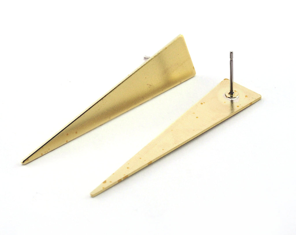 Earring Posts Stud Long Triangle (50x11mm) Raw Brass 3661