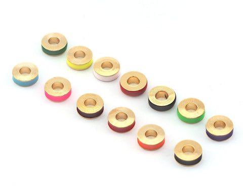 Rondelle Round Beads Enamel Charms Gold Plated Brass 7x2.5mm findings 3473