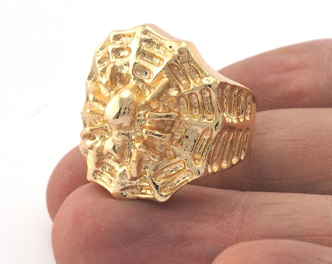Spider Web Adjustable Ring Gold Plated brass (19mm 9US inner size) Oz3679