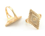 Rhombus Adjustable Ring Gold Plated brass (17.5mm 7US inner size) OZ3339
