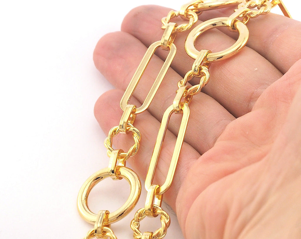 Link Fantasy Chain Gold Plated Alloy 9.5x32mm ring : 12mm - 22mm OZ1907