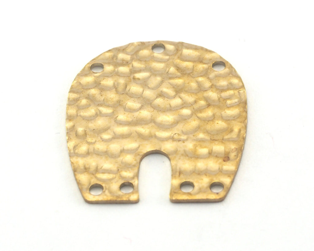 Oblong Oval shape semi circle Hammered 25x22.5x0.8mm 7 hole (optional )raw brass findings scs oz3802-270
