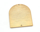 Brushed Semi Circle Rectangle 2 Hole Charms Gold Plated Brass 35x28mm 0.8mm thickness Findings  OZ3541-570