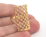 Rectangle Ring Dotted Adjustable Ring Raw Brass (18mm 8US inner size) OZ2755 30mm