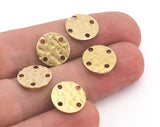 Hammered Coin Round Disc 12mm Connector Stamping blank tag shape Raw Brass OZ3711-70