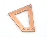 Trapezoid Rectangle 4 hole raw copper 23x21mm charms , findings (Optional Holes) R105-150