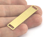 Rectangle Stamping Blank Hammered, Bar Necklace with Holes, Tag for Stamping, 2 hole raw brass 10x50mm OZ3816-320