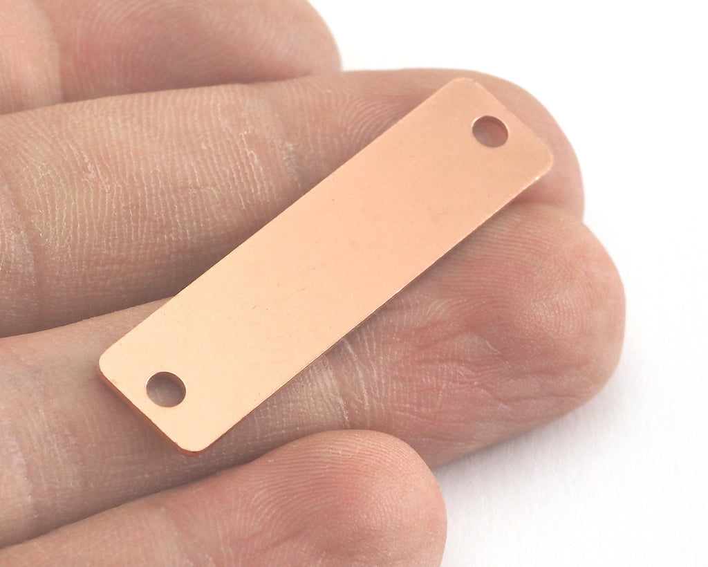Rectangle Stamping Blank, Bar Necklace with Holes, Tag for Stamping, 2 hole raw copper 10x40mm OZ3823-255