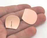Earring Stud Posts Semi circle raw copper 25mm 3752