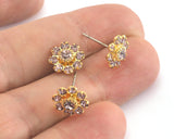 Vintage Swarovski Flower Earring Stud post 1012 Light Amethyst Crystals Base Gold Plated (20+ Years) with10mm OZ3836