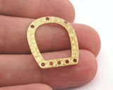 Oblong Oval shape semi circle Hammered 25x22.5x0.8mm 8 hole (optional )raw brass findings scs oz3801-135