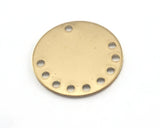 Circle tag 10 hole raw brass 20mm (0.8mm thickness) Charms ,Findings OZ3804-205