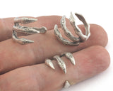 Claw Adjustable Ring Antique Silver Plated Brass (16.5mm 6US inner size) OZ2405