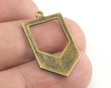 Irregular pentagon antique bronze plated brass 15x26.5 hole necklace ,charms, ,findings 3775-125